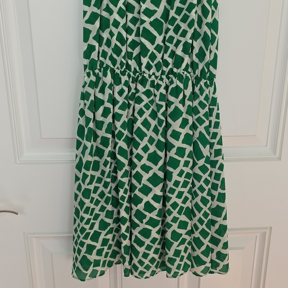 Parker Green & White Lined Silk Dress.  Size Extra Small - Picture 4 of 12